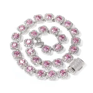 Woowooh 12.5MM Clustered Tennis Chain in Pink & Yellow