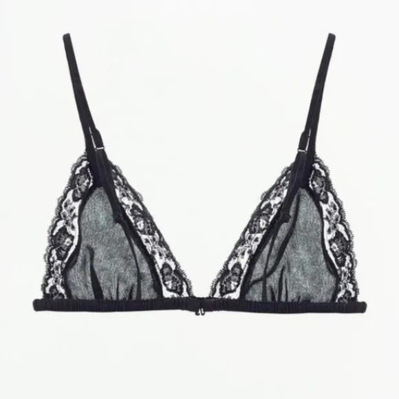 Zara Lace Triangle Beaded Bra Sz-XL