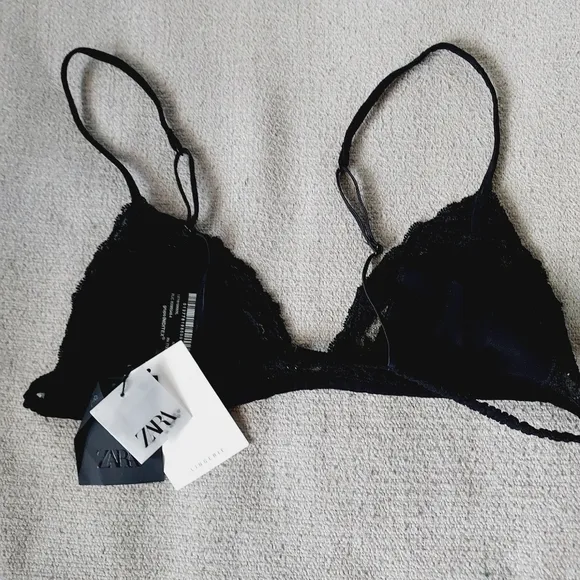 Zara Lace Triangle Beaded Bra Sz-XL
