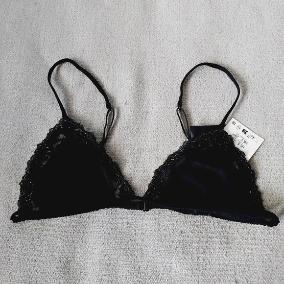 Zara Lace Triangle Beaded Bra Sz-XL
